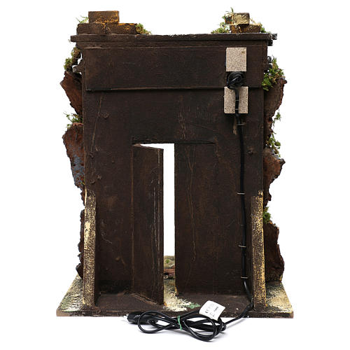 Templo em alvenaria com luz 50x40x30 cm para presépio com figuras de 10 cm de altura média 4