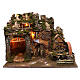 Mountain village landscape and lighted houses watermill, 45x60x35 cm s1