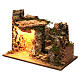 Illuminated setting with hut and side fountain in masonry 35x50x25 cm for Nativity scenes of 9 cm s2