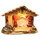 Illuminated hut with white background and sloping roof 35x50x25 cm for Nativity scenes of 7 cm s1