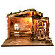 Lighted Nativity stable with window and haystacks 35x50x25 cm s1