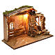 Lighted Nativity stable with window and haystacks 35x50x25 cm s2