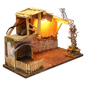 Cabaña estilo nórdico con recinto iluminación belenes de 13 cm 30x40x20 cm