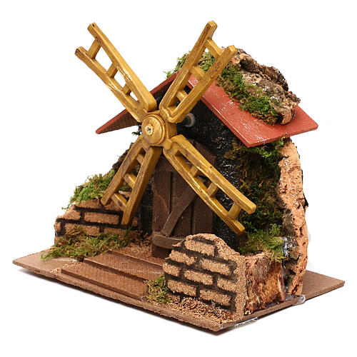Miniature working windmill 15x15x10 cm, for 7 cm nativity 3