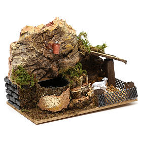 Fontes de Água para Presépio: Fontanário eléctrico em cortiça com curral 10x15x10 cm para presépio com figuras de 7 cm de altura média Fontes de Água para Presépio: Fontanário eléctrico em cortiça com curral 10x15x10 cm para presépio com figuras de 7 cm de altura média