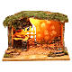 Stable with cork feeder and lighting 20x30x20 cm for Nativity scenes of 12 cm s1