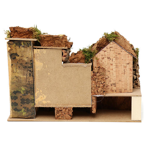 Borgo con stalla centrale e case 25x30x20 cm per presepi di 6 cm  4