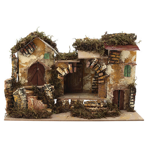 Miasteczko z centralną stajenką i domkami, 25x30x20 cm, dla szopek z figurkami 6 cm 1