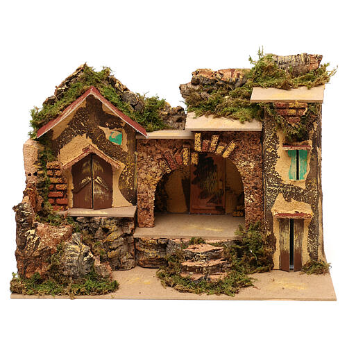 Miniature village with nativity stable 25x30x20 cm for 6 cm figurines 1