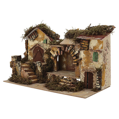 Miniature village with nativity stable 25x30x20 cm for 6 cm figurines 2