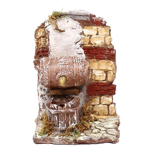 Brunnen mit Fass, mit elektrischer Pumpe, 10x10x10 cm, für 6-8 cm Krippe 1