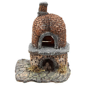 Brick oven with flame light effect in resin 15x15x10 cm, Naples nativity 10 cm