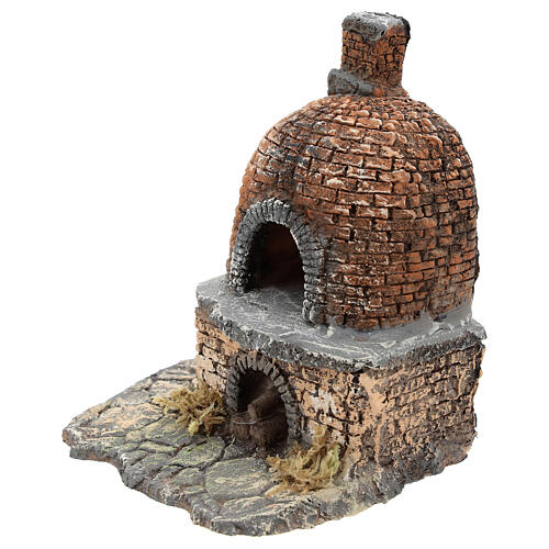 Brick oven with flame light effect in resin 15x15x10 cm, Naples nativity 10 cm 2