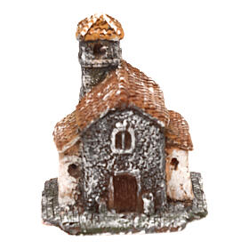 House figure in resin with tower 5x5x5 cm, Neapolitan nativity 3-4 cm