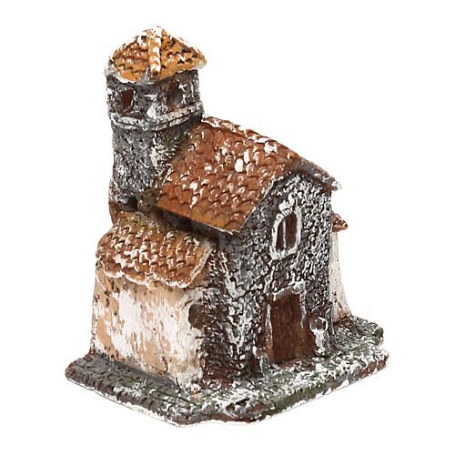 House figure in resin with tower 5x5x5 cm, Neapolitan nativity 3-4 cm 3