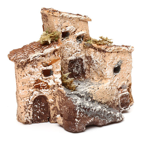 Casetta in resina con torre 5x5x5 cm presepe napoletano 3-4 cm 7