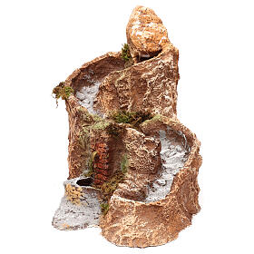Strumień i fontanna funkcjonujące, 25x25x35 cm, szopka neapolitańska 10 cm