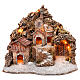 Village with cave and mountain, 30x40x30 cm lighted Neapolitan nativity 4-6 cm s1