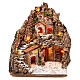 Neapolitan nativity village lighted 4-6 cm side staircase hallowed in mountain, 40x30x40 cm s1