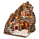 Neapolitan nativity village lighted 4-6 cm side staircase hallowed in mountain, 40x30x40 cm s2