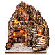 Illuminated Village with side stairs right stable backdoor 35x35x35 cm Neapolitan 4-6 cm s1