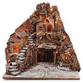 Borgo Napoli scalinata laterale stalla centrale fontana 40x45x50 cm illuminato 4-6-8 cm