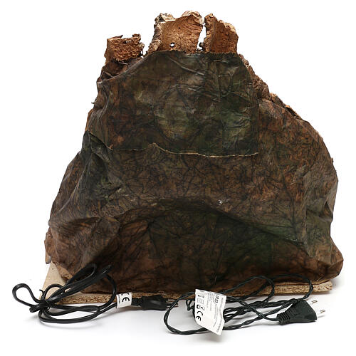 Miasteczko ze schodami bocznymi, centralną stajnią i fontanną, 40x45x50 cm, oświetlone, szopka 4-6-8 cm 4