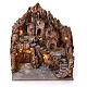 Neapolitan nativity village with side stairs and center fountain, 40x40x40 lighted 4-6-8 cm s1