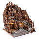 Neapolitan nativity village with side stairs and center fountain, 40x40x40 lighted 4-6-8 cm s3
