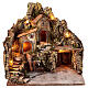 Nativity village with central fountain, left staircase 40x45x45 lighted 6-8-10 cm s1