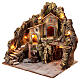 Nativity village with central fountain, left staircase 40x45x45 lighted 6-8-10 cm s3