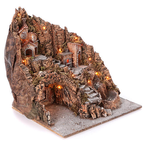 Neapolitan village with central staircase stream and oven 50x55x50 cm lighted 6-8-10 cm 3
