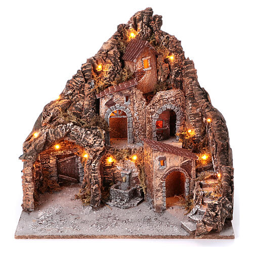 Village with working fountain 50x50x45 cm, lighted Neapolitan nativity 4-6-8 cm 1