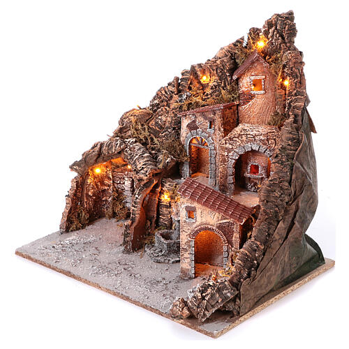 Village with working fountain 50x50x45 cm, lighted Neapolitan nativity 4-6-8 cm 2