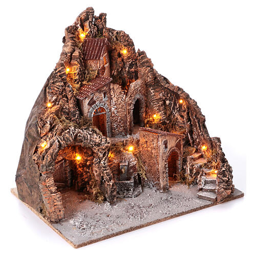 Village with working fountain 50x50x45 cm, lighted Neapolitan nativity 4-6-8 cm 3