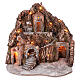 Mountain nativity village multi-level arch staircase fountain 75x85x50 cm lighted 6-8-10 cm s1