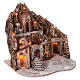 Mountain nativity village multi-level arch staircase fountain 75x85x50 cm lighted 6-8-10 cm s3