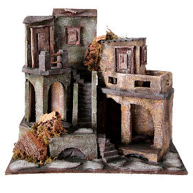 Resin village with stairs for Nativity Scene with 10 cm characters 40x40x25 cm