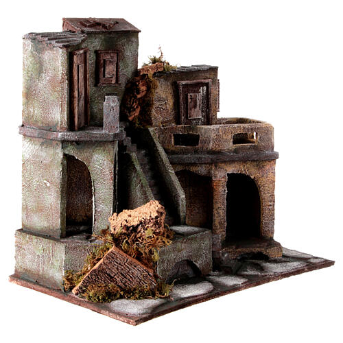 Resin village with stairs for Nativity Scene with 10 cm characters 40x40x25 cm 3