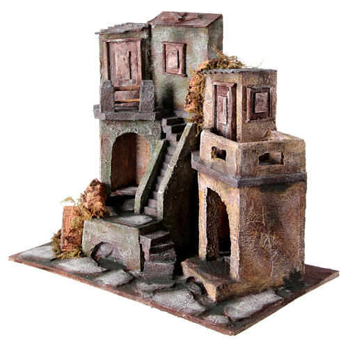 Osada z żywicy z kamiennymi schodami, do szopek 10 cm, 40x40x25 cm 2