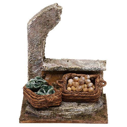 Arcada com cestas legumes 10x10x10 cm para presépio com figuras de 10 cm de altura média 1