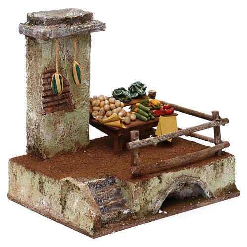 Greengrocer stand nativity setting in resin 10 cm 20x20x15 cm 3