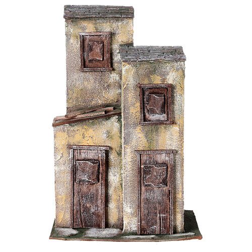 Borgo in resina con tre case presepi 12 cm 40x40x25 cm  1