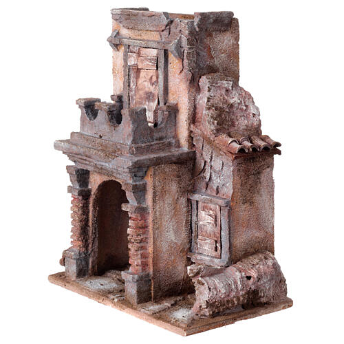 Resin house with balcony and porch 30x25x15 cm for Nativity scenes 10 cm 2