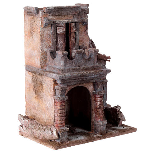 Resin house with balcony and porch 30x25x15 cm for Nativity scenes 10 cm 3