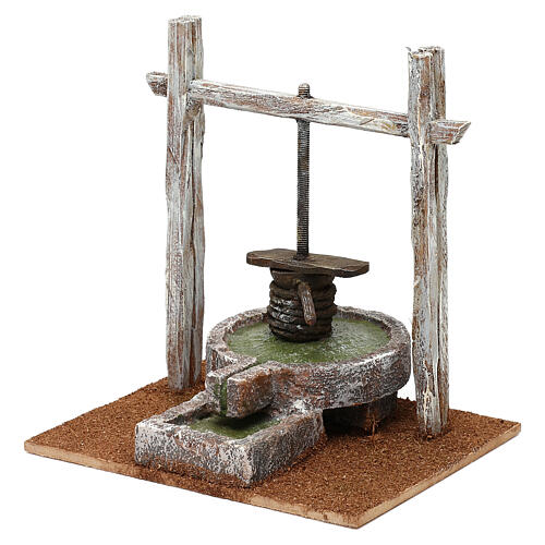 Miniature wine press for 12 cm nativity, in resin 20x20x15 cm 2