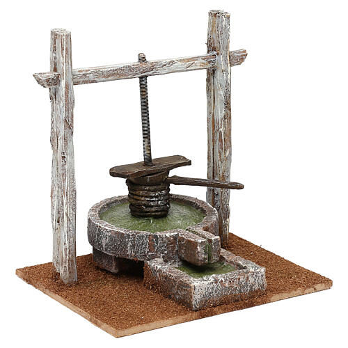Miniature wine press for 12 cm nativity, in resin 20x20x15 cm 3