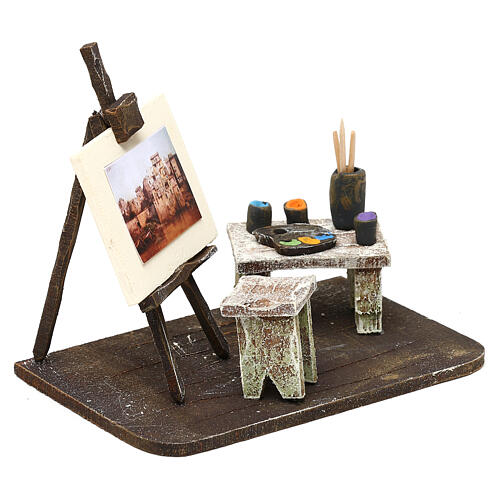 Artist studio figurine for 12 cm nativity, in resin 10x15x10 cm 3