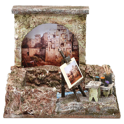 Street artist stand for 10 cm nativity, 15x20x15 cm 1