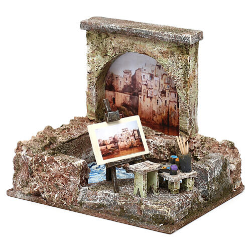 Street artist stand for 10 cm nativity, 15x20x15 cm 2